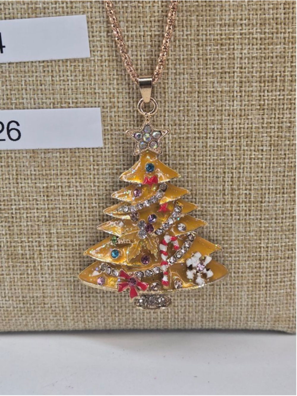 Betsey Johnson Necklace Women's Christmas Tree Goldtone Snowflake Crystals